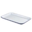Picture of Enam Serving Tray Wht w Blue Rim 38.2x26.4cm