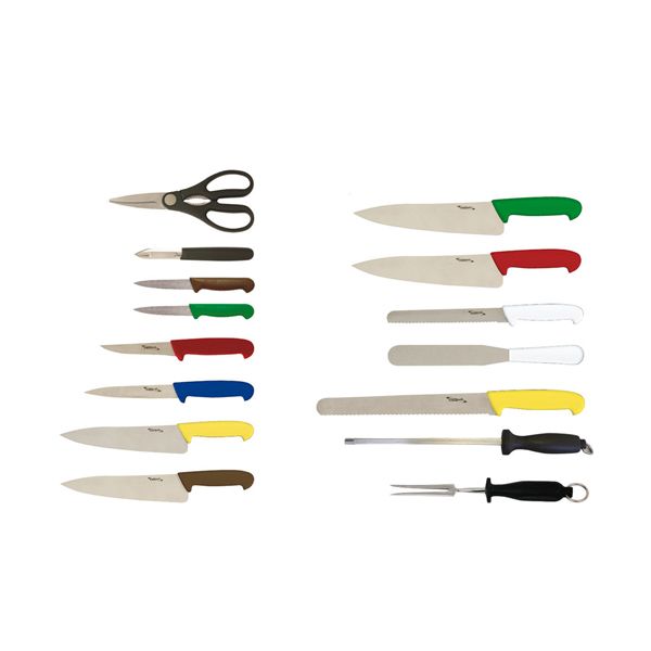 Picture of 15 Piece Colour Coded Knife Set + Knife Case