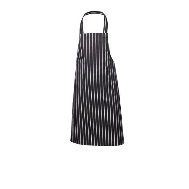 Picture of 100% Polyester Navy Butchers Stripe Bib Apron