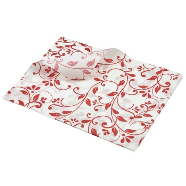 Picture of Greaseproof Paper Red Floral Print 25 x 20cm