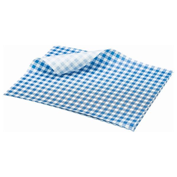 Picture of Greaseproof Paper Blue Gingham Print 25x 20cm