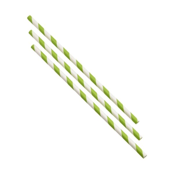 Picture of Paper Straws Green & White Stripes 20cm (500)