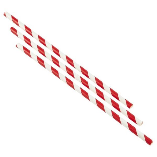 Picture of Paper Straws Red & White Stripes 20cm 500pk