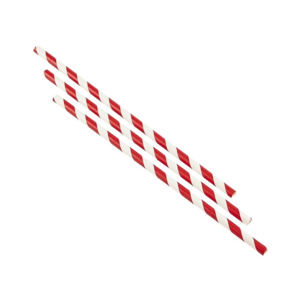 Picture of Paper Straws Red & White Stripes 23cm (250)