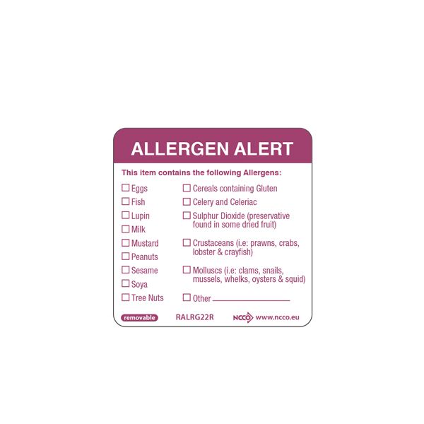 Picture of 50X50mm Removable Allergen Label (500)