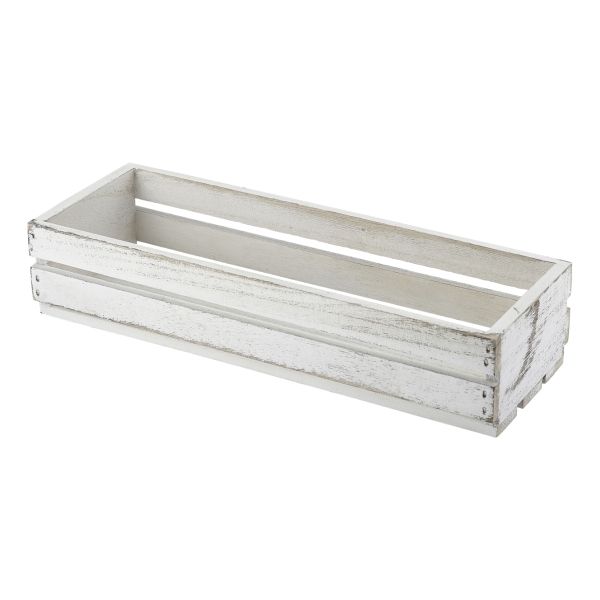 Picture of Genware White Wash Wooden Crate 34 x 12 x 7cm