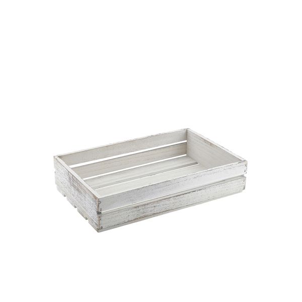 Picture of Genware White Wash Wooden Crate 35 x 23 x 8cm