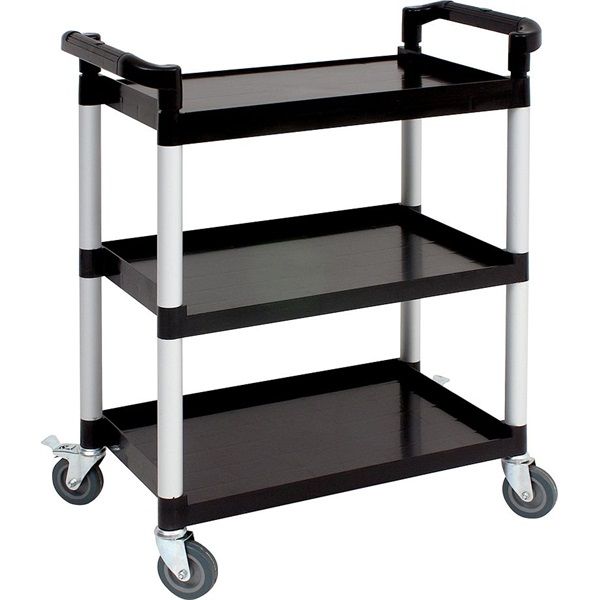 Picture of Genware Large 3 Tier PP Trolley Black Shelves