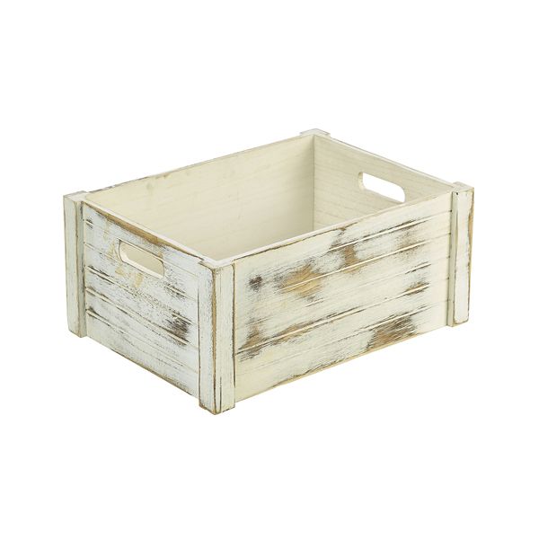 Picture of GW White Wash Wooden Crate 41 x 30 x 18cm