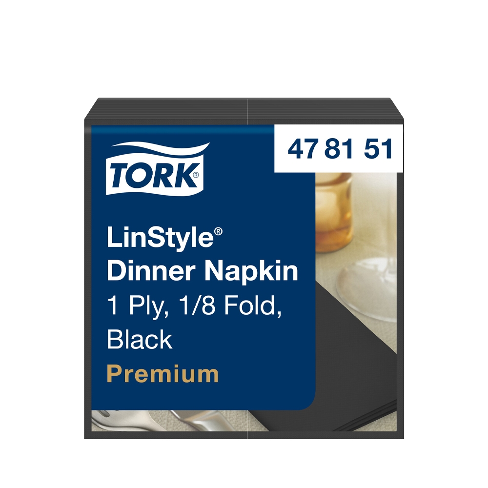 Picture of Tork LinStyle Black Dinner Napkin 8fold 600pk