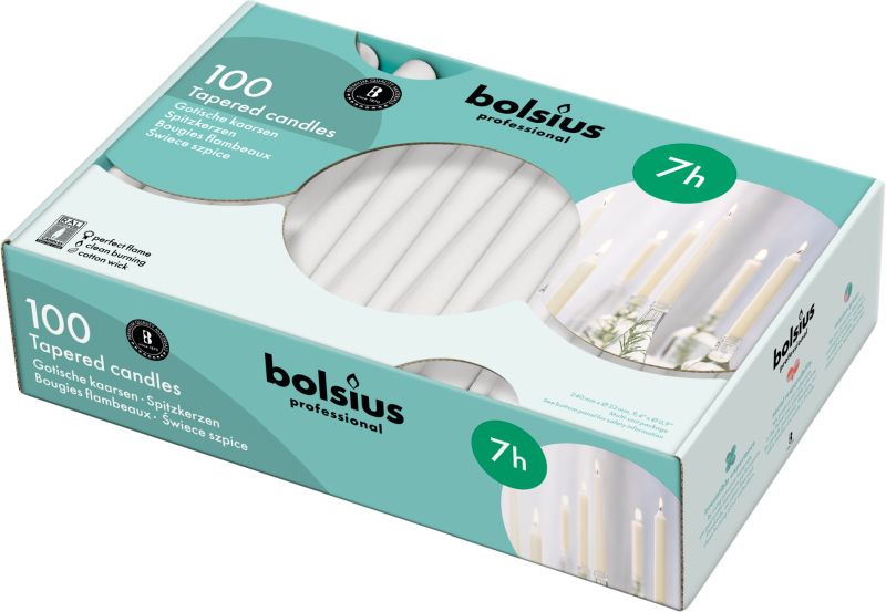 Picture of Bolsius 10" Tapered WHITE Candle100PK