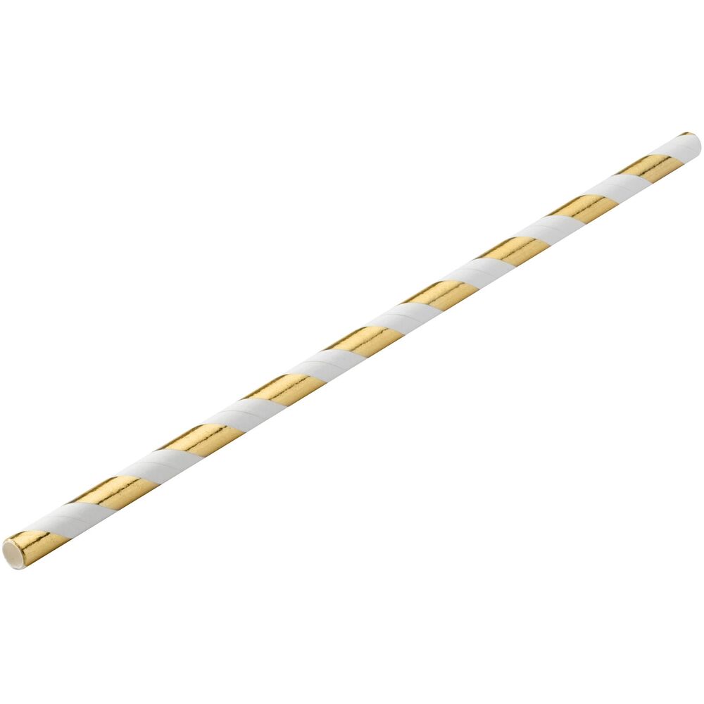 Picture of Paper Gold Stripe Straw 8" (20cm) Box of 250