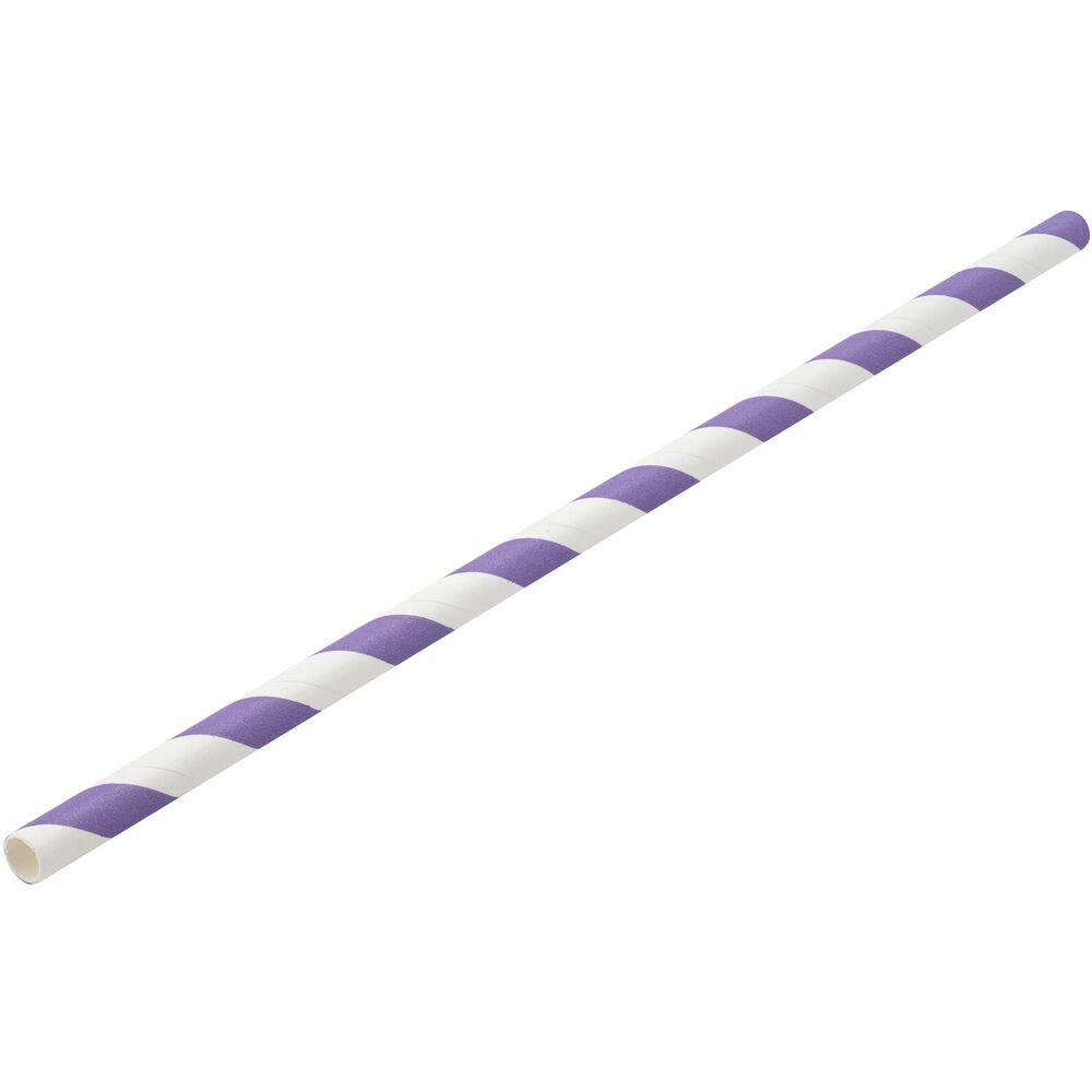 Picture of Paper Lilac/White Stripe Straw 8" (20cm)
