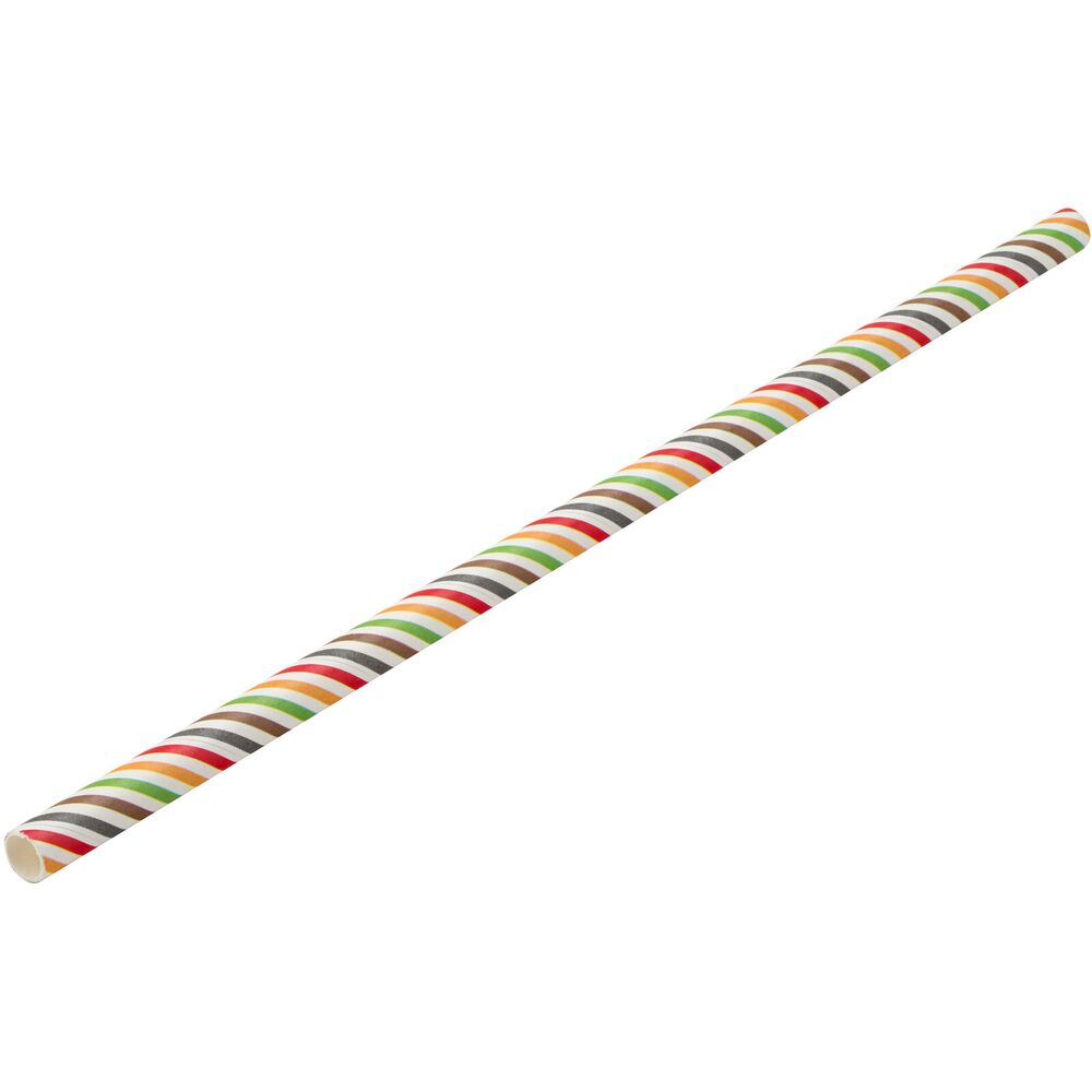 Picture of Paper Multi Stripe Straw 8" (20cm) Box of 250