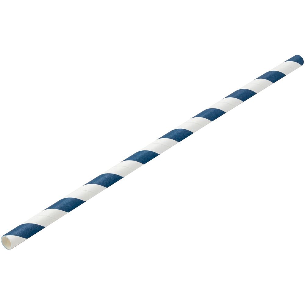 Picture of Paper Navy/White Stripe Straw 8" (20cm) Box of 250