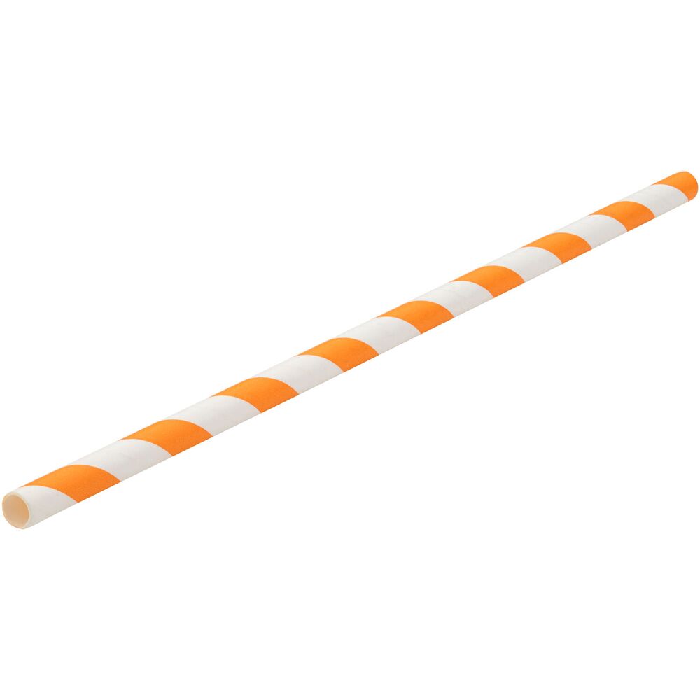 Picture of Paper Orange/White Stripe Straw 8" (20cm)
