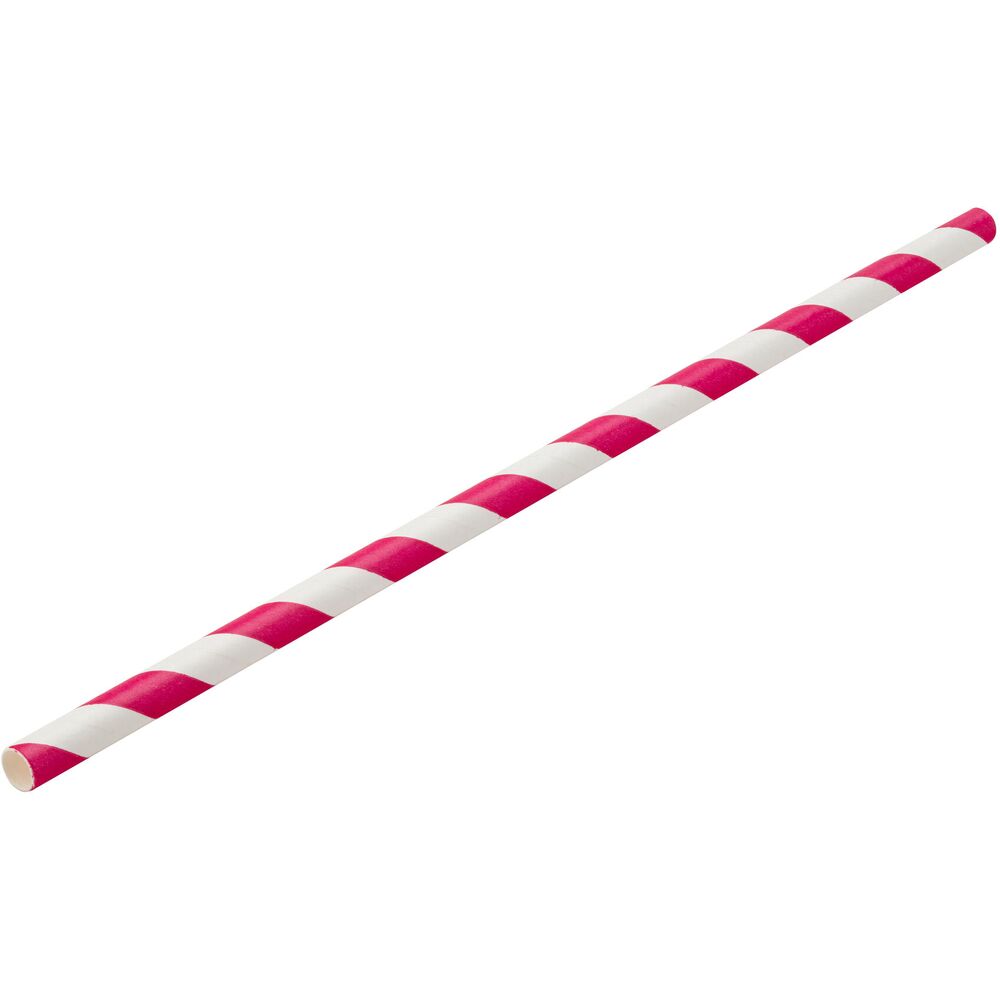 Picture of Paper Pink/White Stripe Straw 8" (20cm) Box of 250