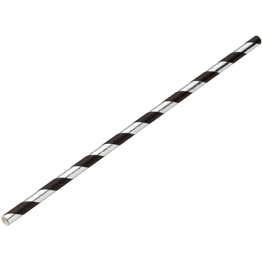 Picture of Paper Silver/Black Stripe Straw 8" (20cm)