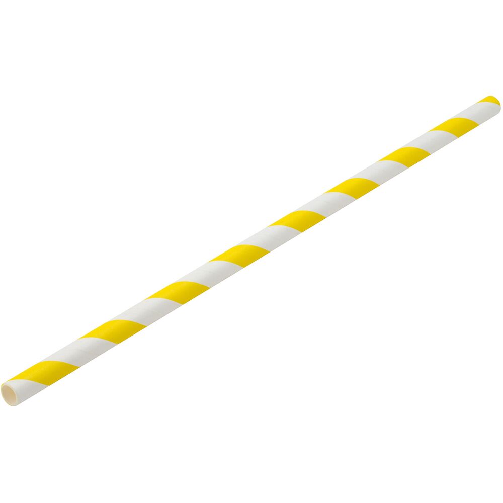 Picture of Paper Yellow/White Stripe Straw 8" (20cm)