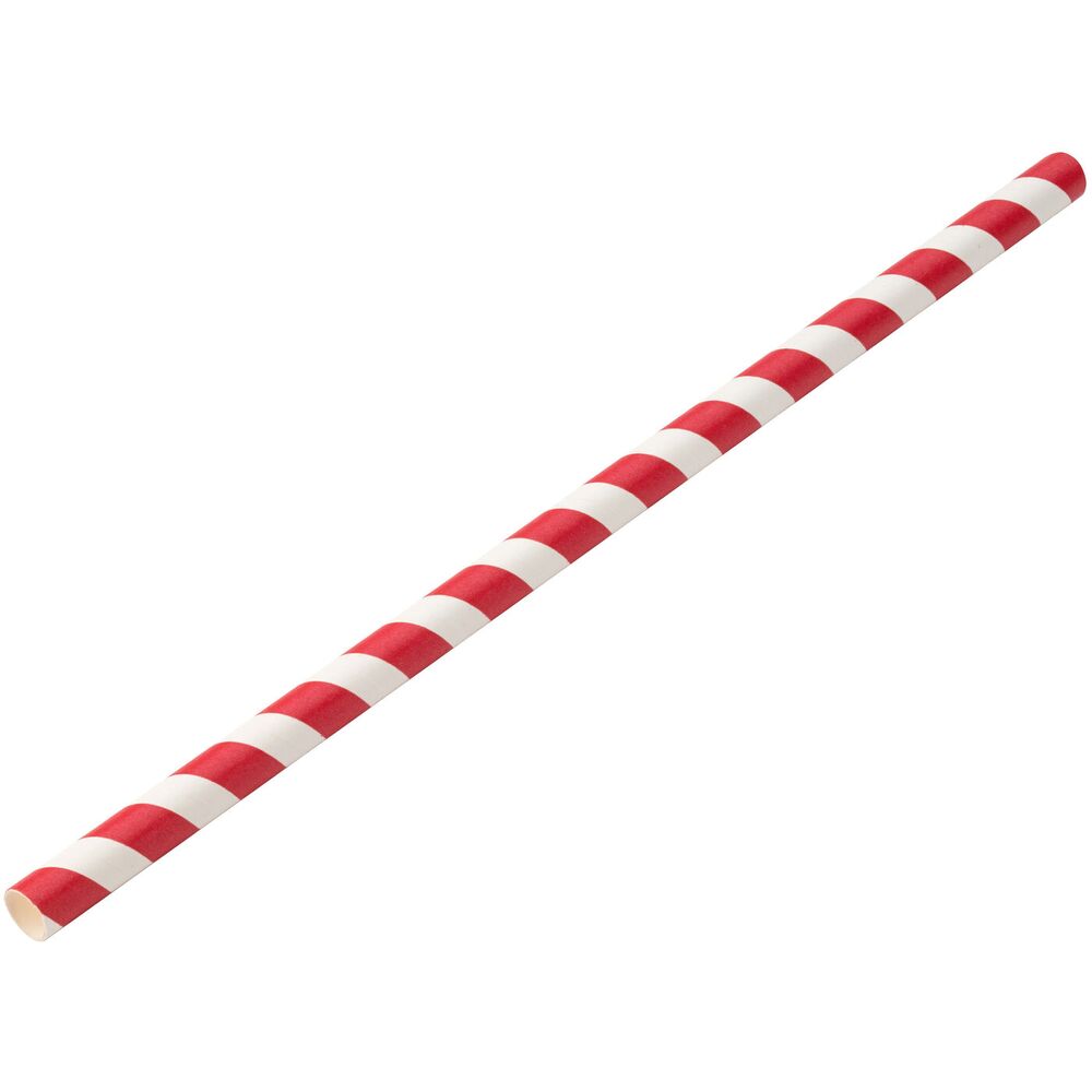 Picture of Paper Jumbo Red Stripe Straw 9" (23cm) 8mm Bore