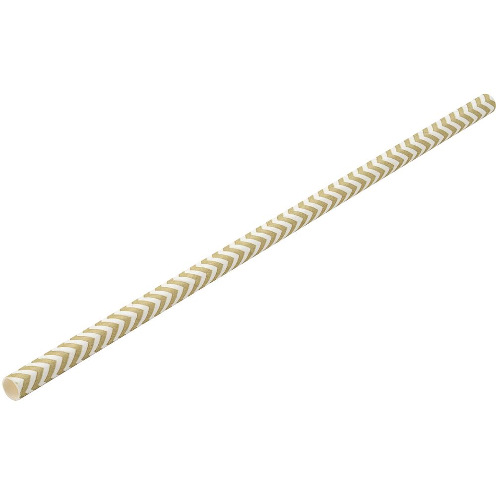 Picture of Paper Chevron Matt Gold Straw 8" (20cm)