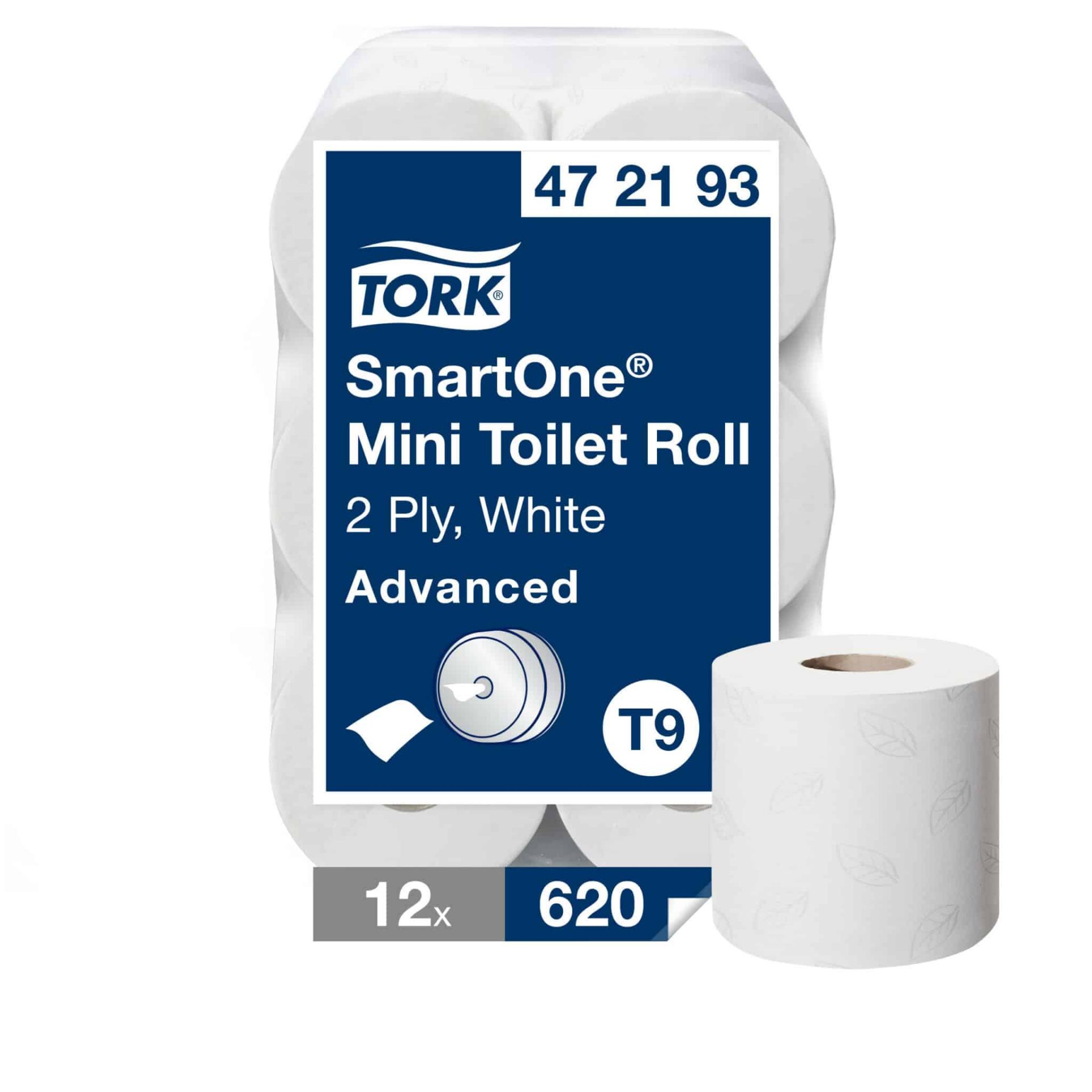 Picture of Tork SmartOne® Mini Toilet Roll White T9, Advanced, 2-Ply, 12 x 620 Sheets, 472193