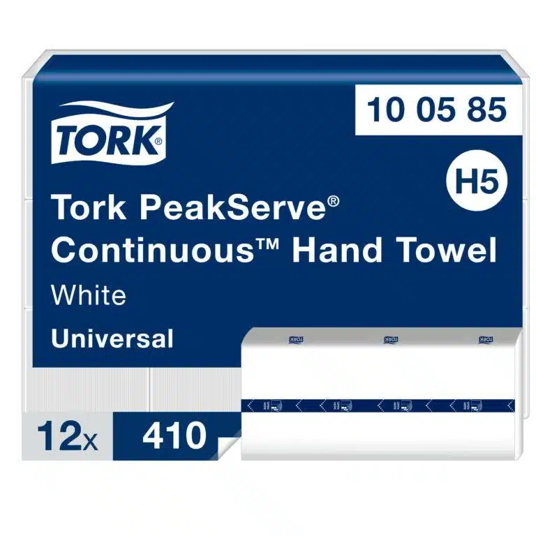 Picture of Tork PeakServe® Continuous™ Paper Hand Towels White H5, Universal, Compressed, 12 x 410 sheets, 100585