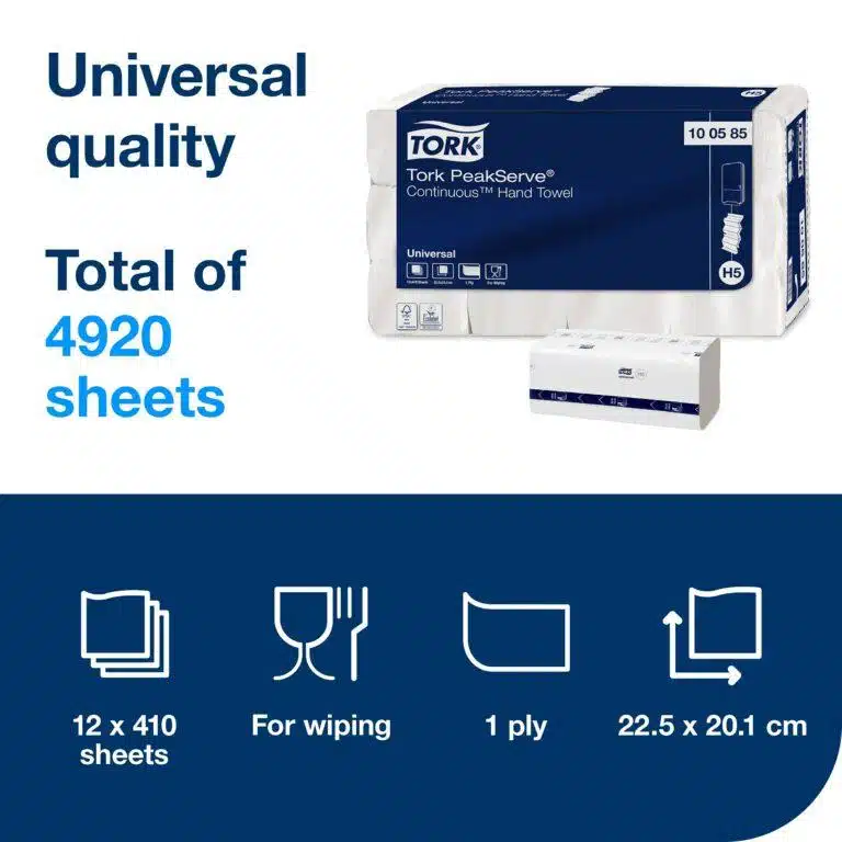 Picture of Tork PeakServe® Continuous™ Paper Hand Towels White H5, Universal, Compressed, 12 x 410 sheets, 100585