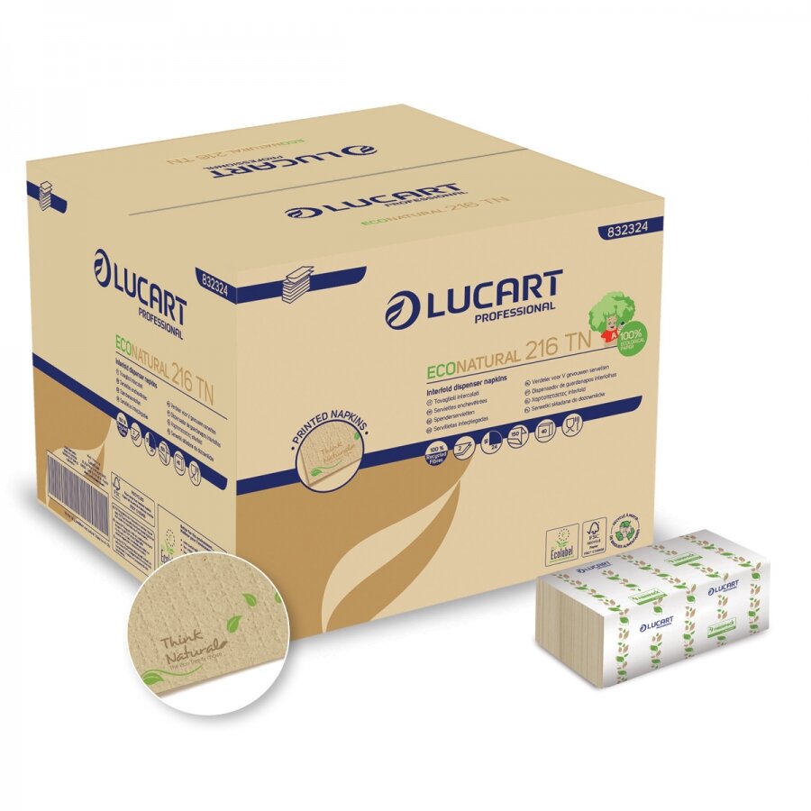 Picture of Lucart Eco Natural 216TN 2ply Interfold Napkins (6000/case) 