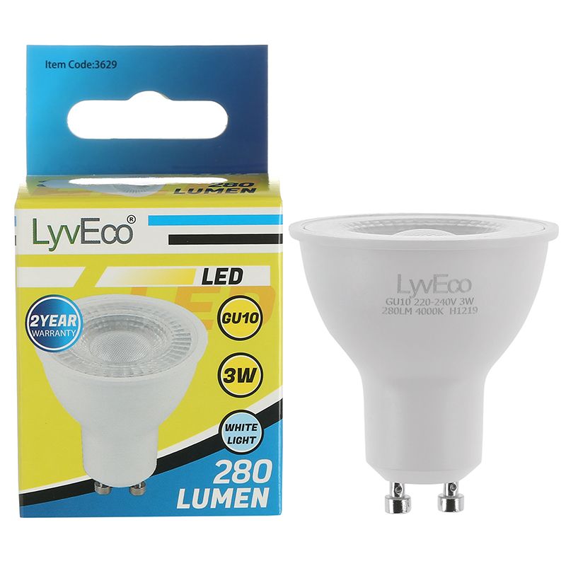 Picture of LYVECO 3W LED SMD/COB GU10 240V 60° WARM WHITE