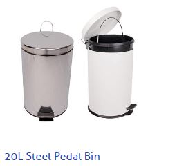 Picture of 20L Steel Pedal Bin White Powder Coated Finish (1)