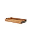 Picture of GenWare Acacia Wood Serving Tray with Metal Handles 32.5 x 17.5cm 32.5 x 17.5 x 3.5cm (L x W x H)