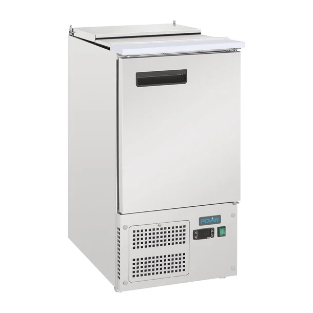 Picture of Single Door Saladette Prep Counter Fridge, 2 in 1 fridge and salad topper area.