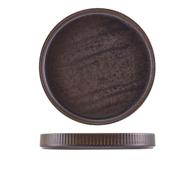 Picture of Terra Porcelain Black Fluted Presentation Plate 26cm 25 x 3.5cm (Dia x H)