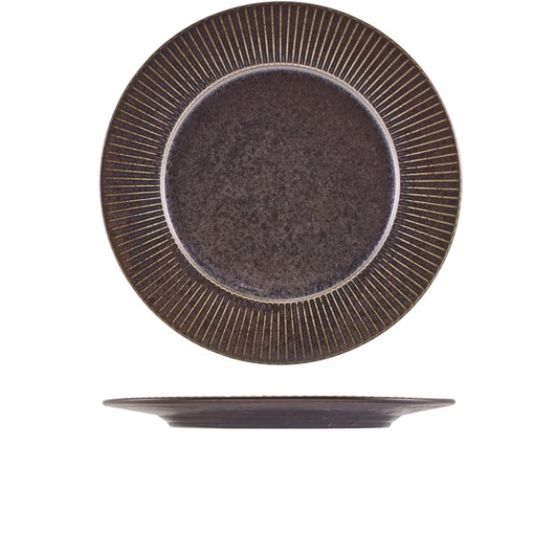 Picture of Terra Porcelain Black Fluted Winged Plate 29cm 29 x 2.3cm (Dia x H)