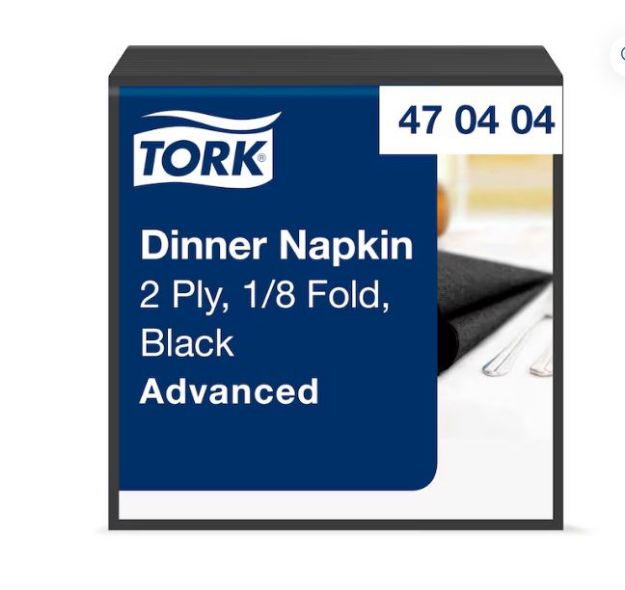 Picture of Tork Black Dinner Napkin 8fold  2ply  (1800)