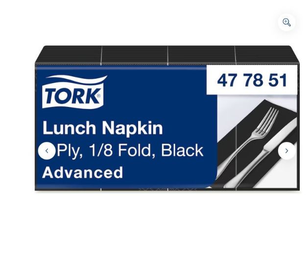Picture of Tork Black Lunch Napkin 8fold  2ply  (2000)