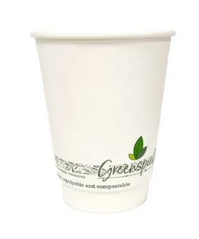 Picture of 12OZ, Greenspirit Compostable  Double Wall White Coffee Cup 500pk